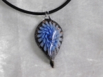 Glass Necklace Style 2 Blue 3mm Leather Cord